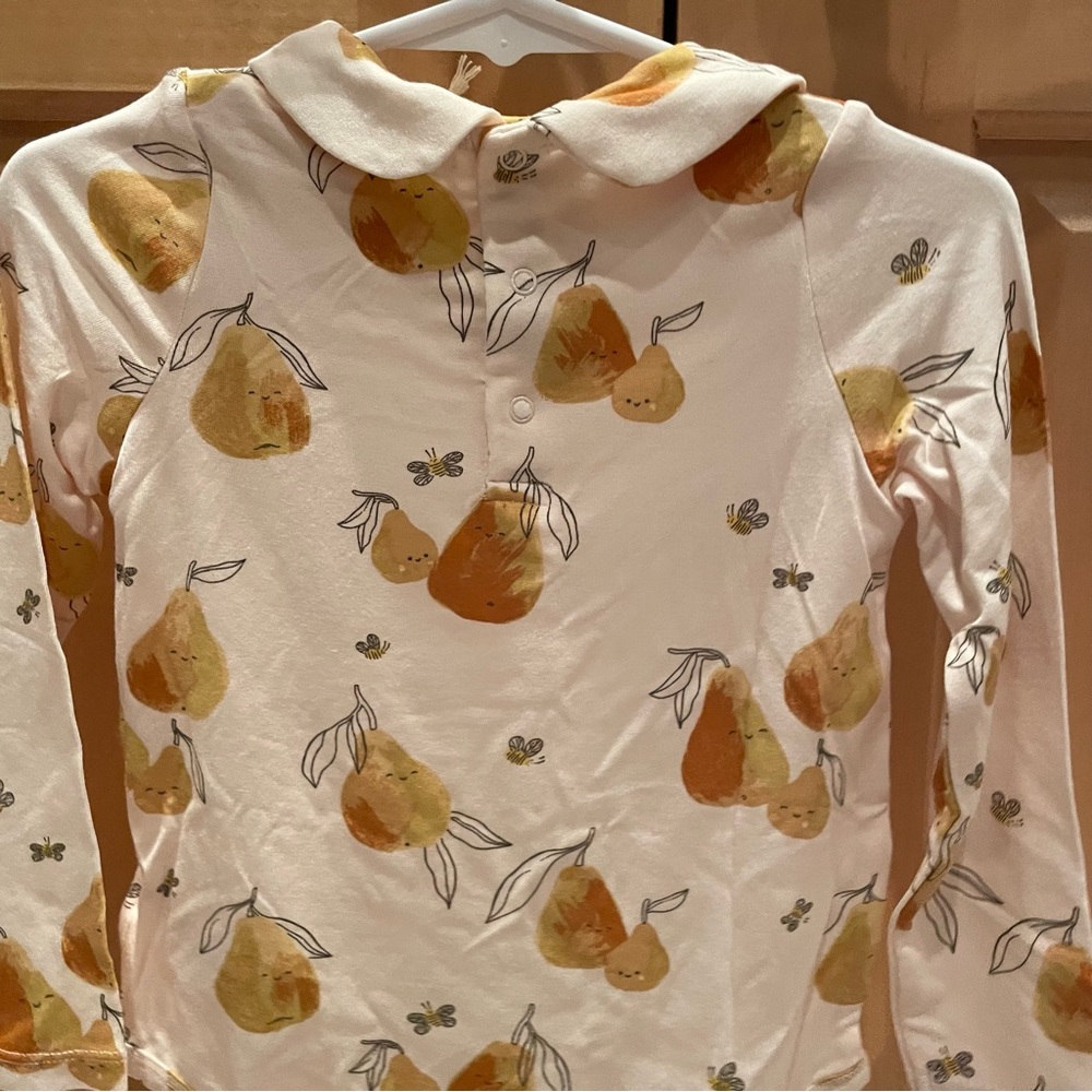SOLD!!! NWT Angel Dear/Tullabee Peter Pan Collar Pear Print Bamboo Onesie 18-24M - Picture 5 of 5